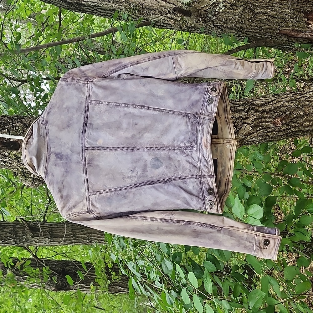 Muubaa Blue Denim Leather Jacket. Size: 4 - Picture 4 of 10